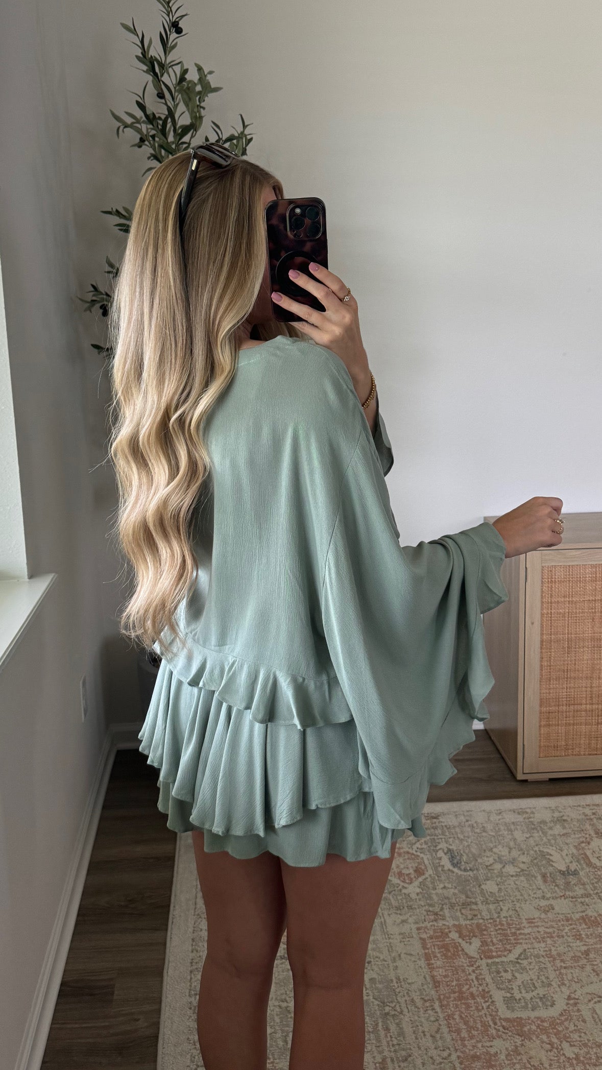 Ruffled Shorts Set / Sage