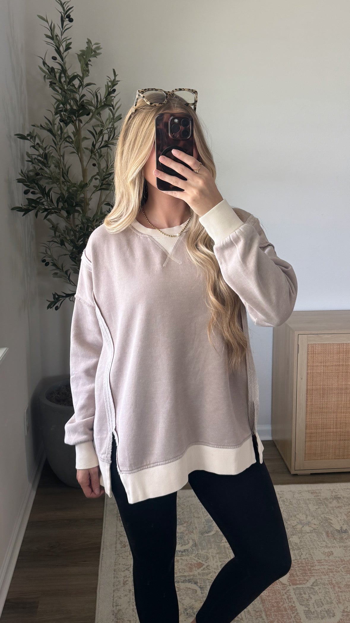 Leah Contrast Pullover / Ash Mocha