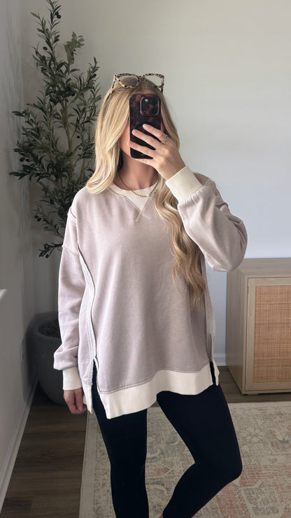 Leah Contrast Pullover / Ash Mocha