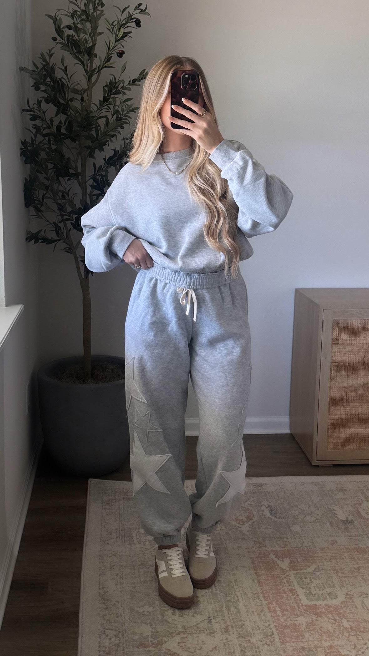 Patchwork Star Jogger Set / Grey