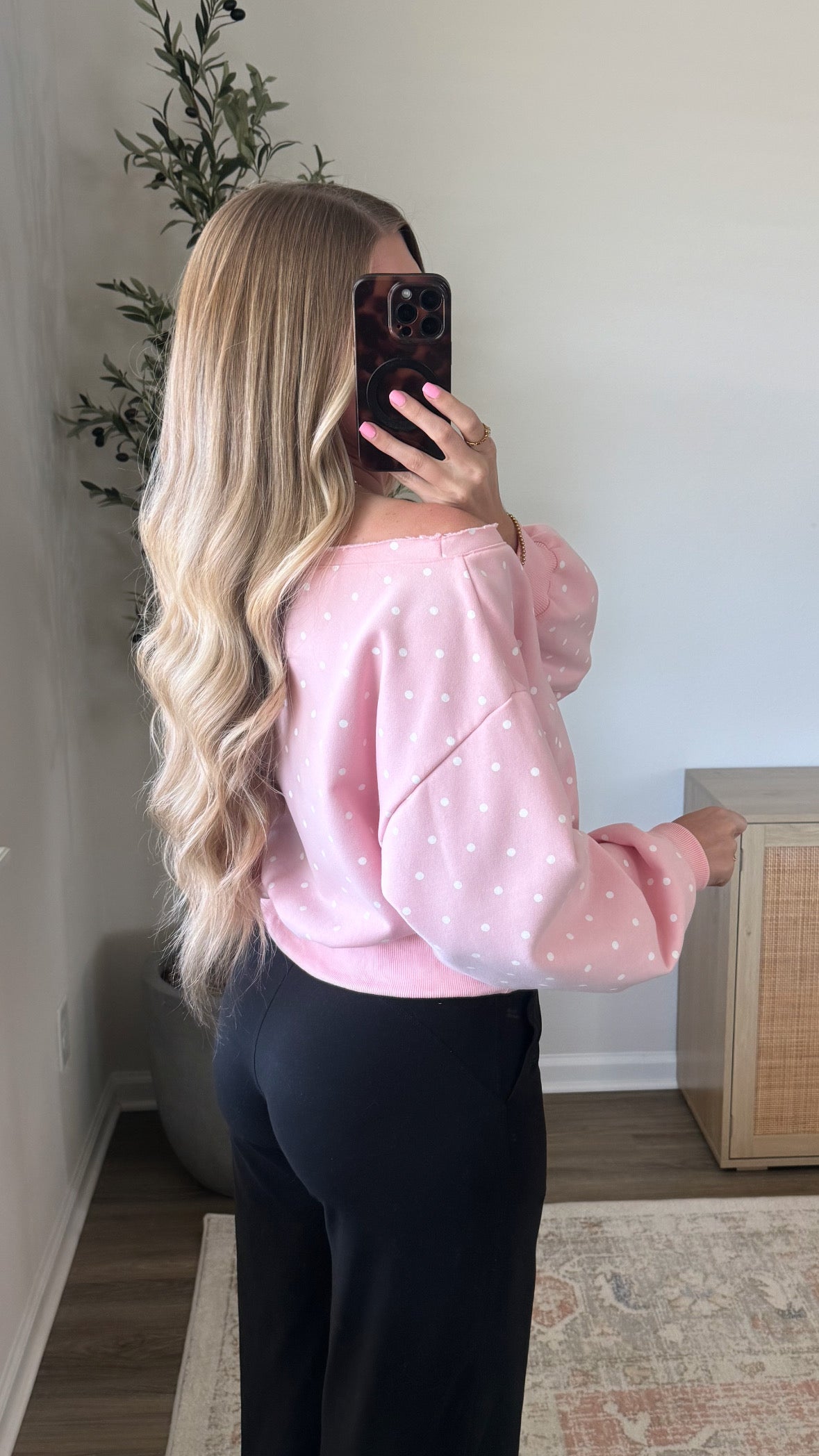 Pastel Polka Dot Pullover / Pink