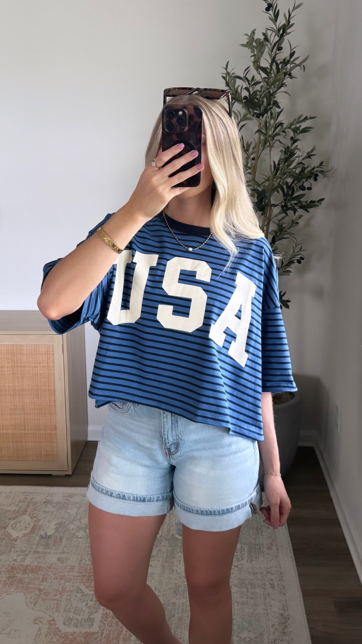 USA Striped Tee / Blue
