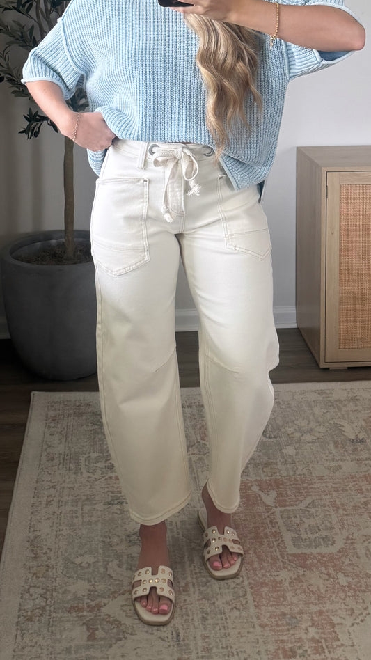 Eyelet Barrel Jeans / Off-White