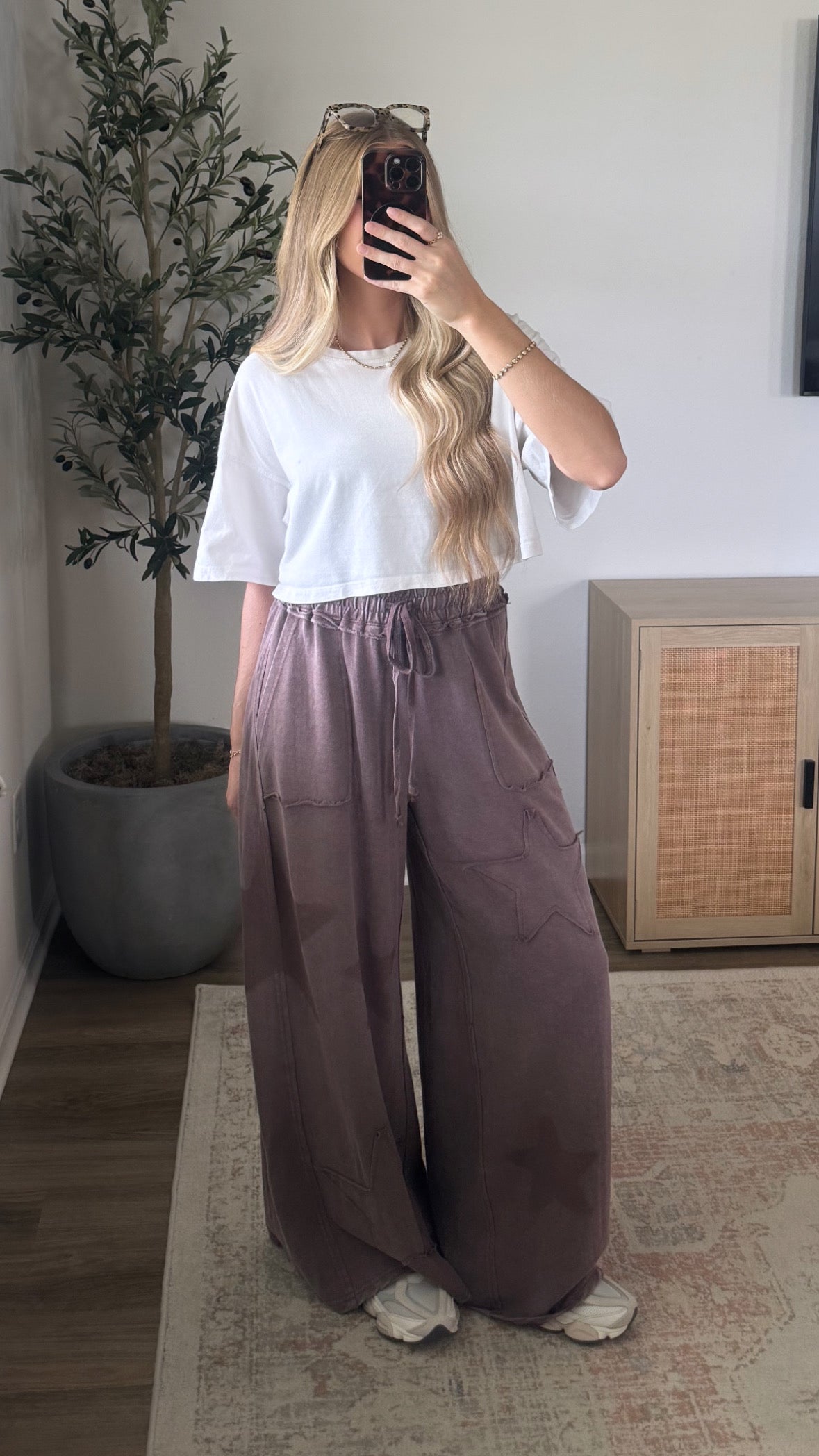 Starlit Wide Leg Sweats / Washed Brown