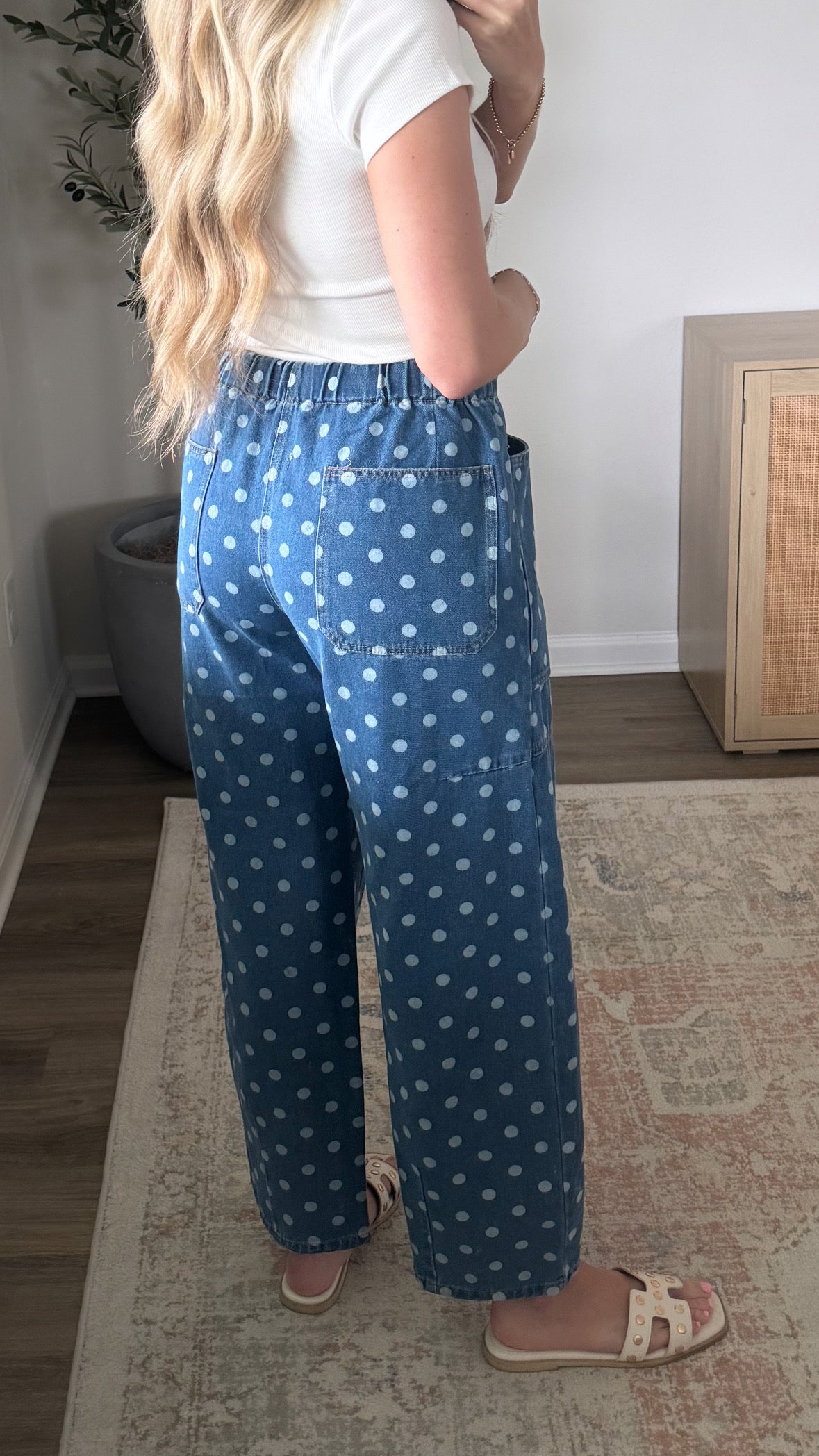 Polka Dot Barrel Pants / Denim