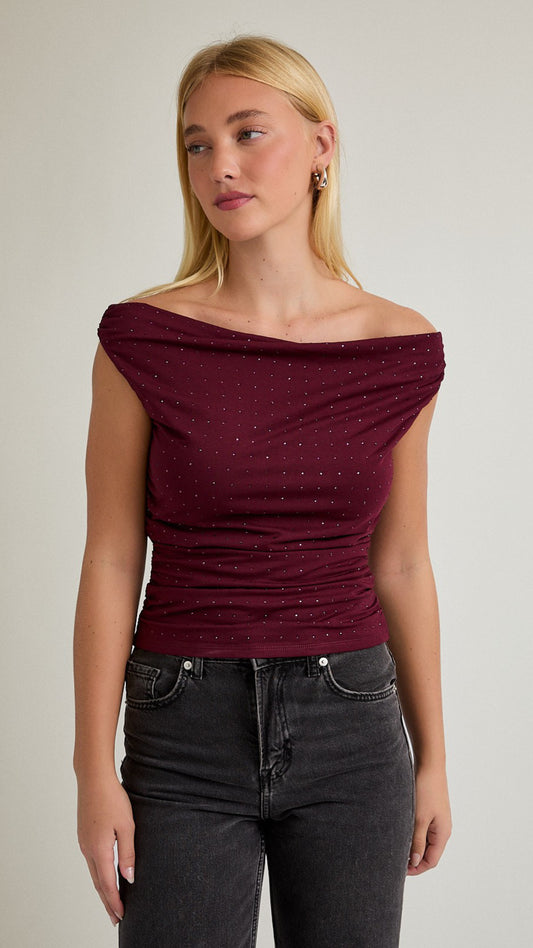 Rhinestone Top / Burgundy