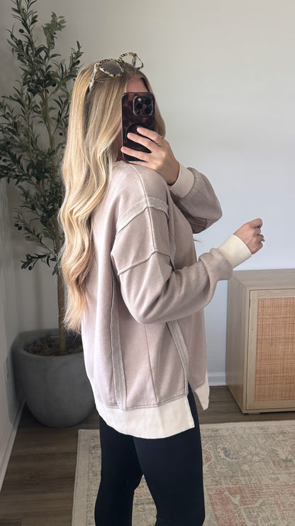Leah Contrast Pullover / Ash Mocha