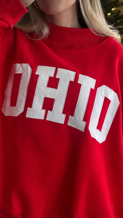 Ohio Mockneck Sweatshirt / Red Embroidered