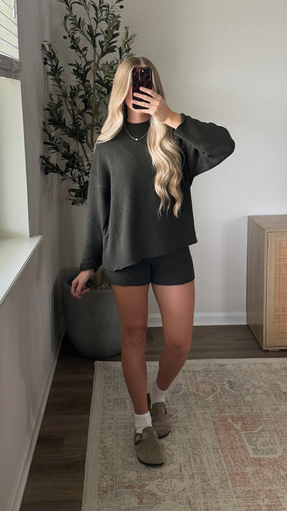 Harvest Knit Shorts Set / Olive
