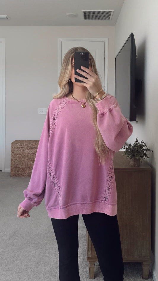 Lace Detail Pullover / Orchid