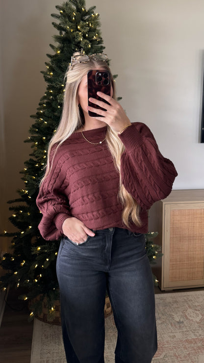 Mistletoe Cable Knit / Dark Brown