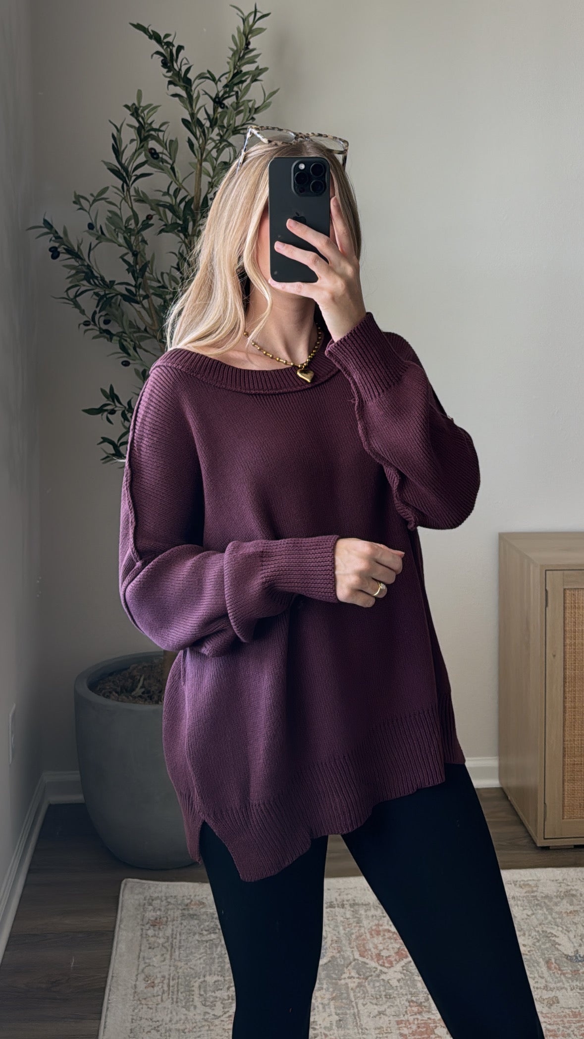 Exposed Seam Sweater / Eggplant