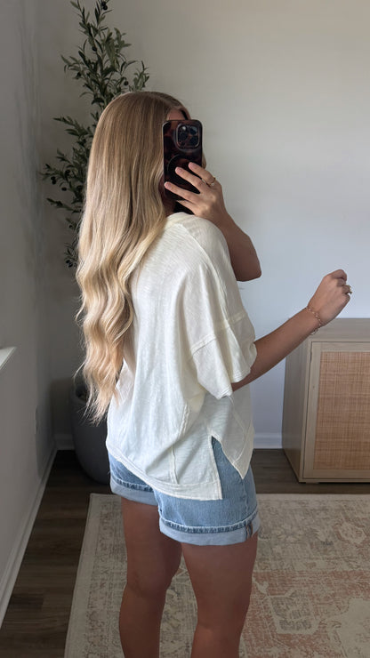 V-Neck Short Sleeve Tee / Off-White