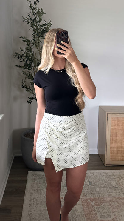 Polka Dot Skort / Black + White