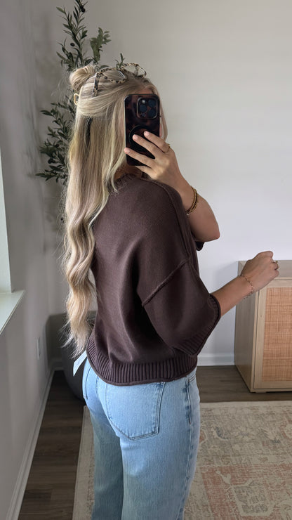 Autumn Short Sleeve Knit / Dark Brown