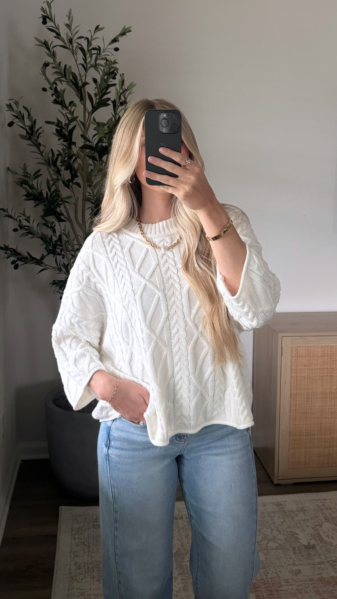 Short Sleeve Cable Knit / Ivory