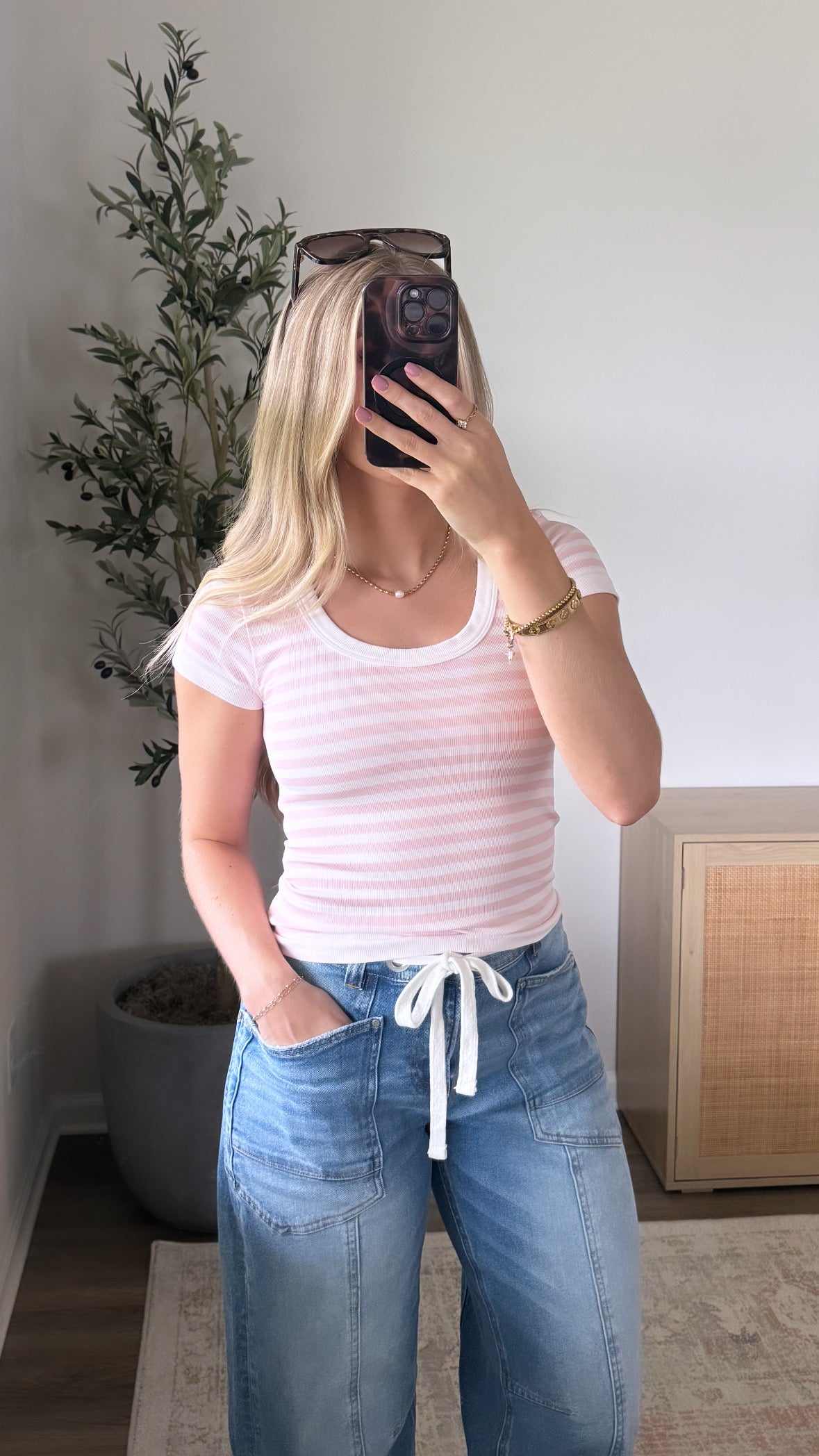 Poolside Seamless Striped Tee / Pink