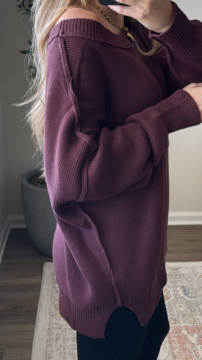 Exposed Seam Sweater / Eggplant