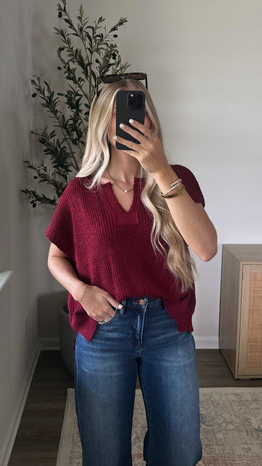 Sleeveless Popcorn Knit / Maroon