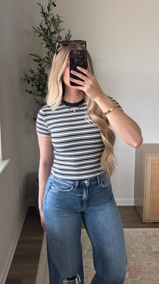 Rayon Ribbed Tee / Blue