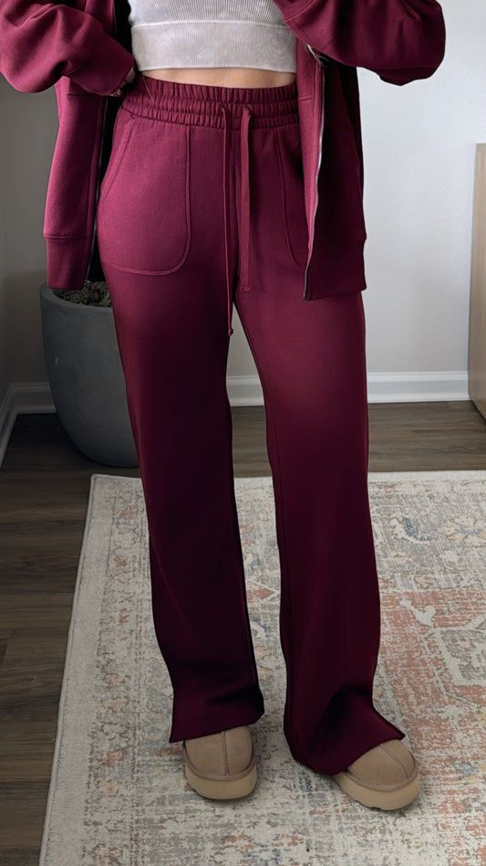 Kelly Wide Leg Sweats / Burgundy