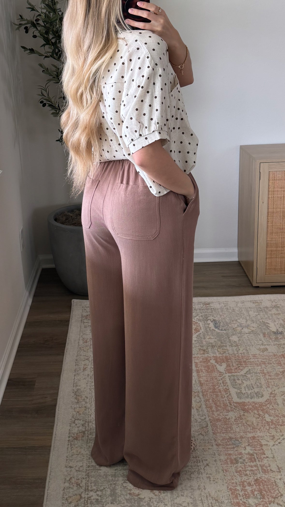 Linen Blend Pant / Brown