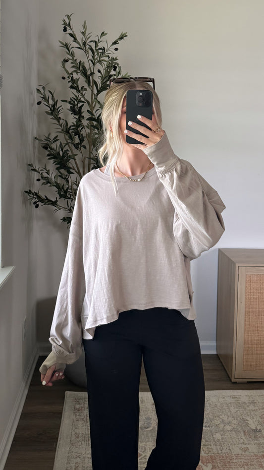 Open Back Long Sleeve / Taupe