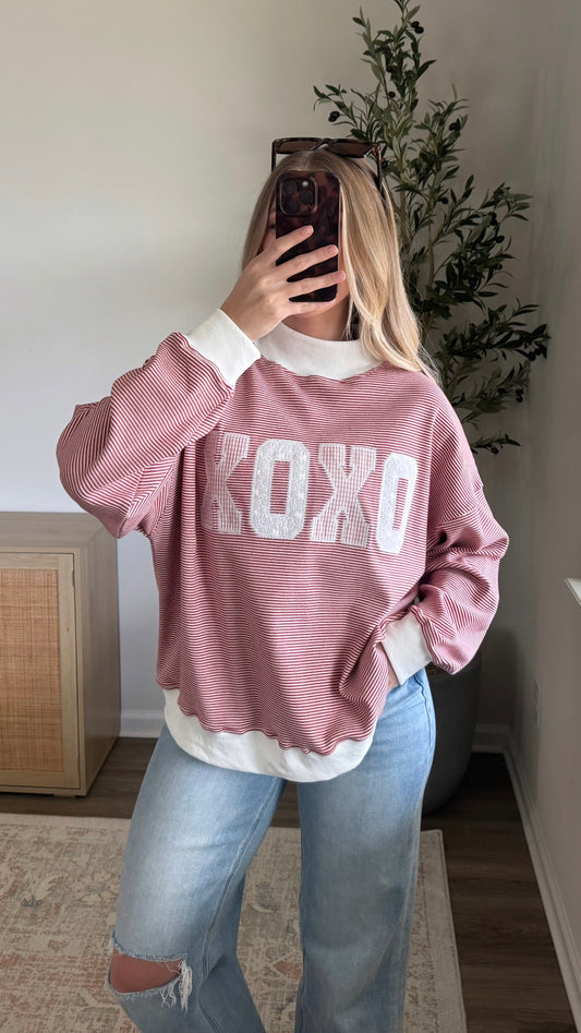 XOXO Mockneck Pullover / Striped