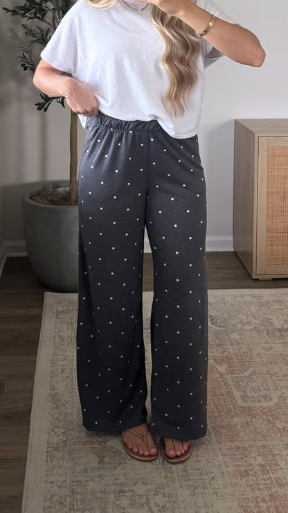 Polka Dot Lounge Pants / Dark Grey