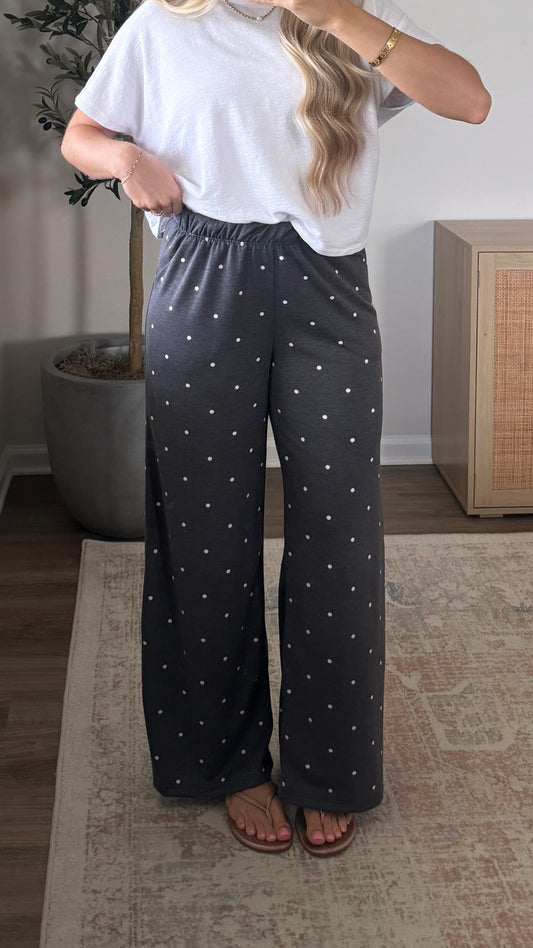 Polka Dot Lounge Pants / Dark Grey