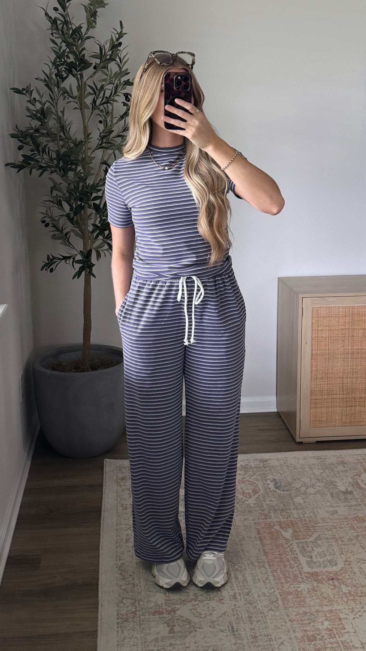 Lila Striped Pants Set / Indigo