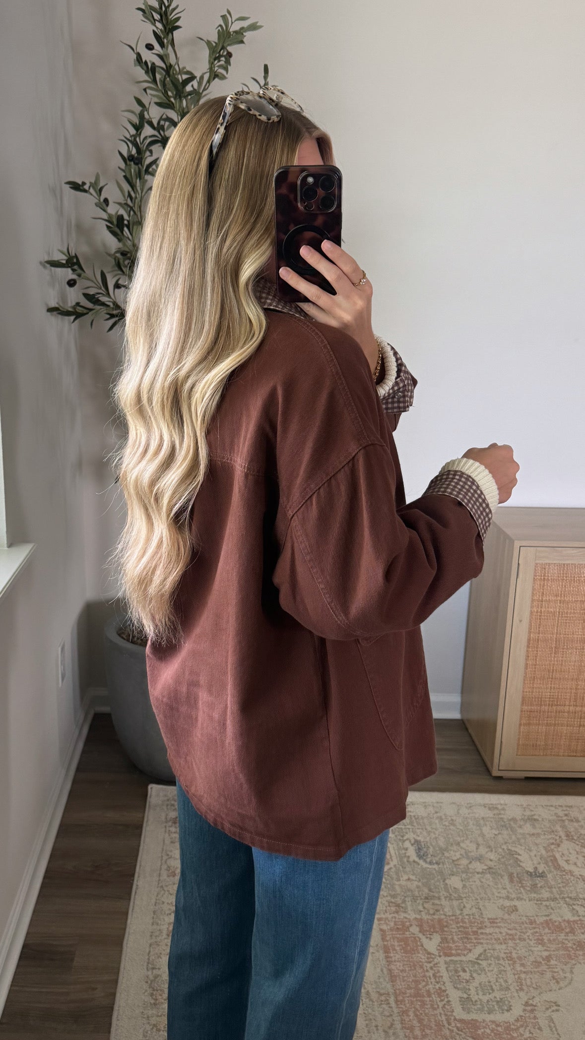 Gingham Barn Jacket / Brown