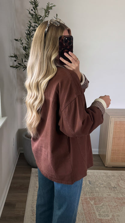 Gingham Barn Jacket / Brown