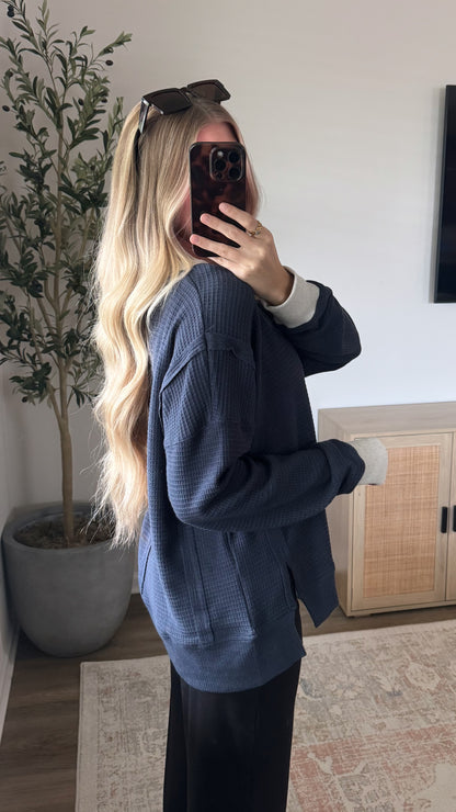 Brushed Thermal Pullover / Navy Blue