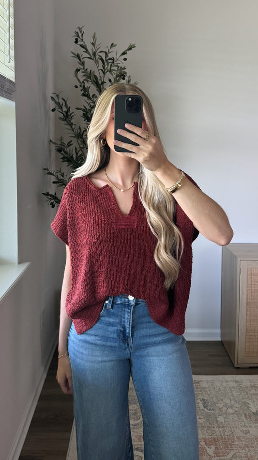 Sleeveless Popcorn Knit / Rust