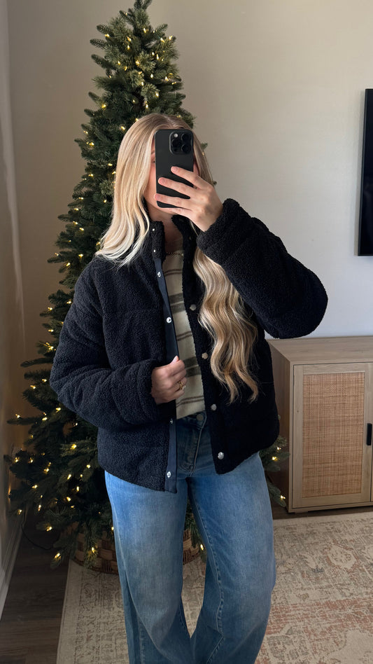 Teddy Puffer Jacket / Black