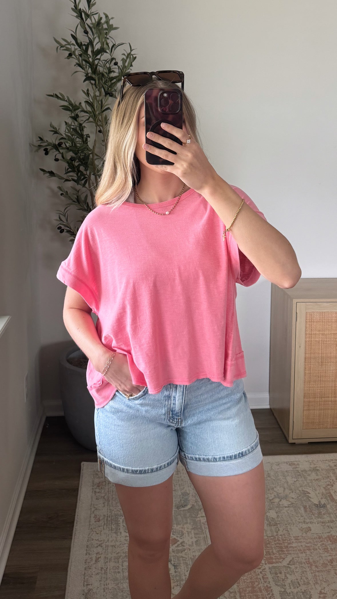 Open Back Short Sleeve / Pink