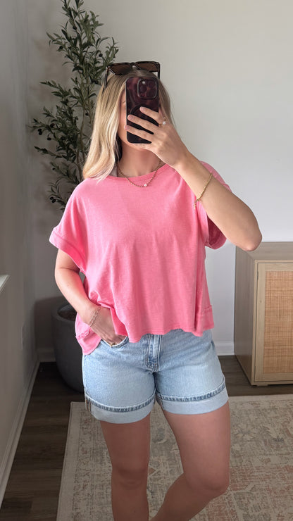 Open Back Short Sleeve / Pink
