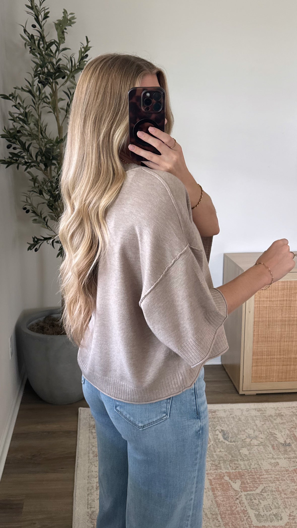 Kelli Short Sleeve Knit / Heather Mocha