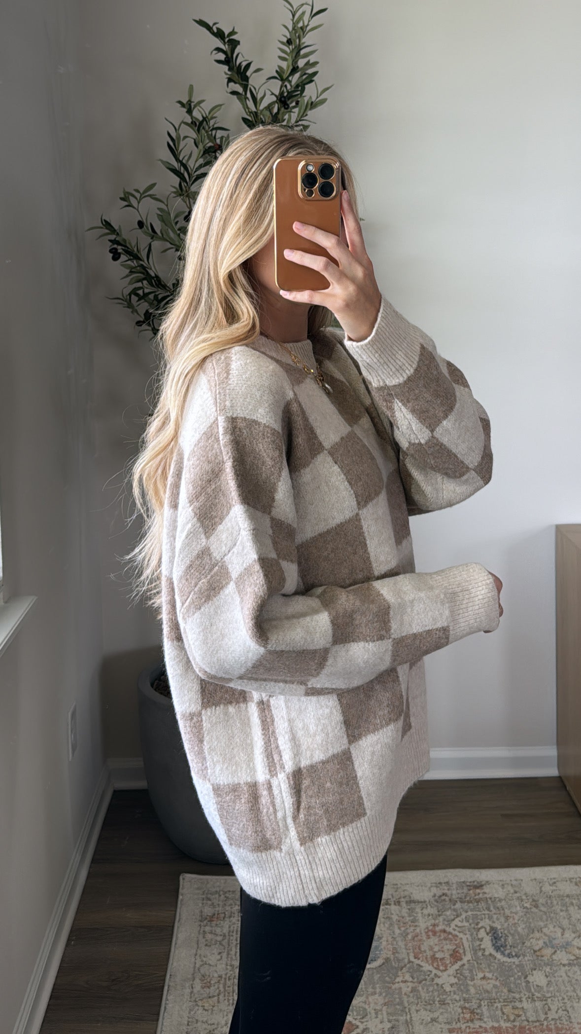 Checked Out Sweater / Beige