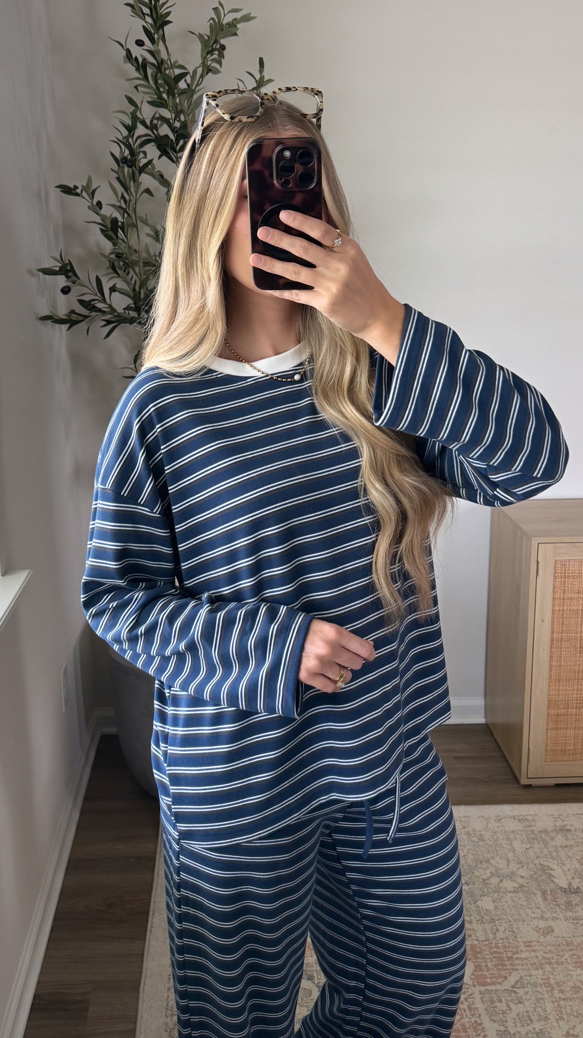 Bri Striped Set / Navy + White