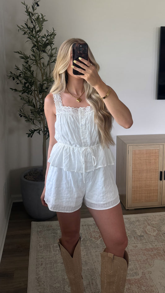Oakley Lace Romper / White