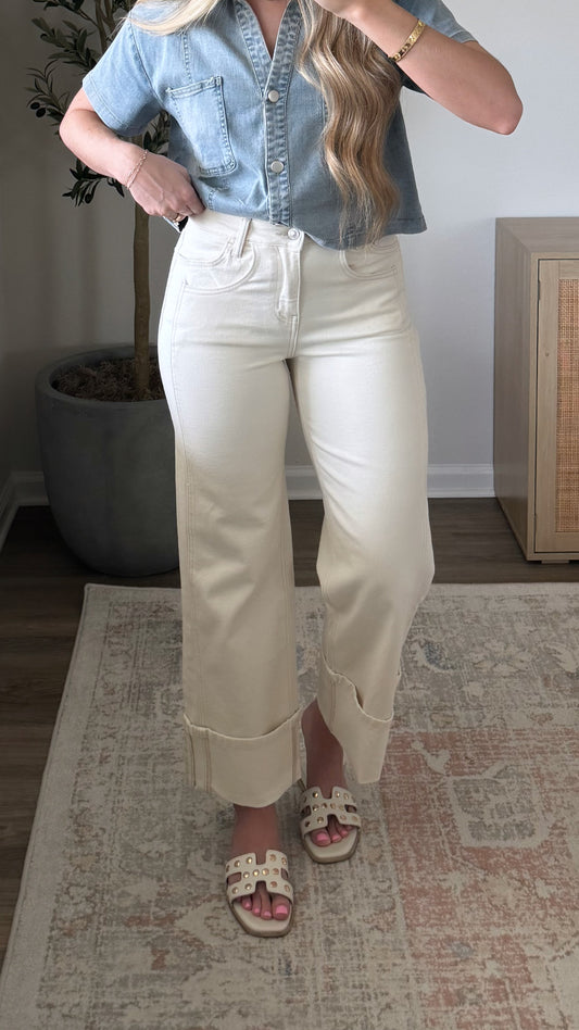 Emerson Cuffed Denim / Cream