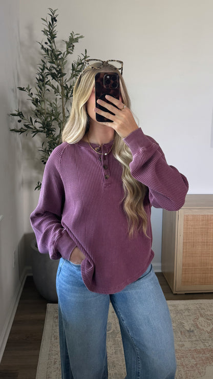 Lived In Henley Waffle Top / Plum
