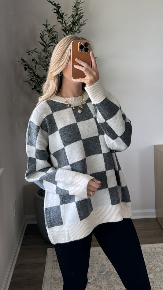 Checked Out Sweater / Charcoal