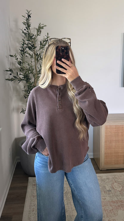 Lived In Henley Waffle Top / Brown