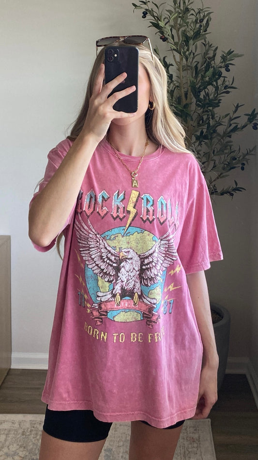 Rock N Roll Graphic Tee / Pink