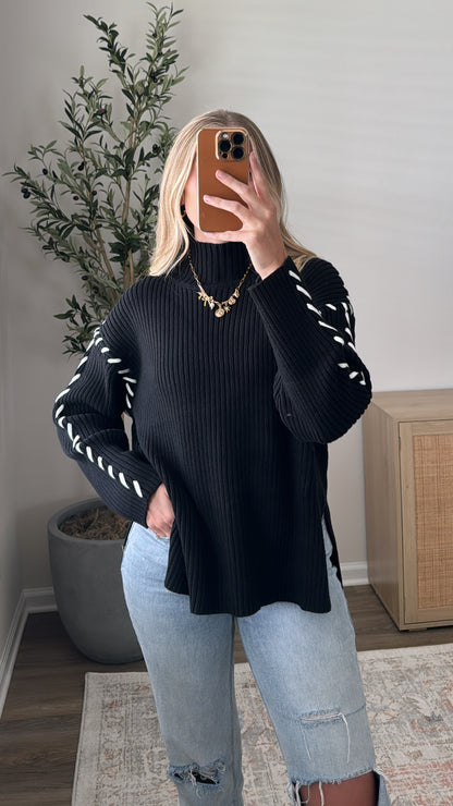 Stitched Sweater / Black + White