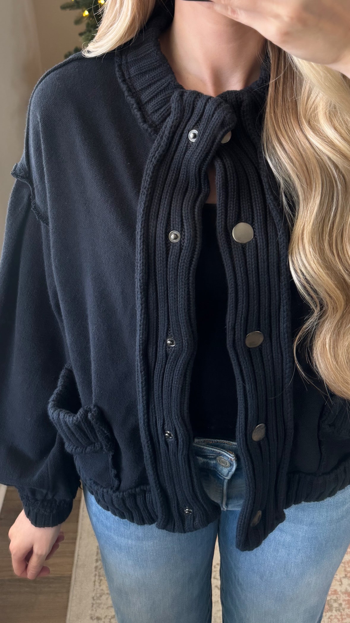 Ella Button Down Cardigan / Black