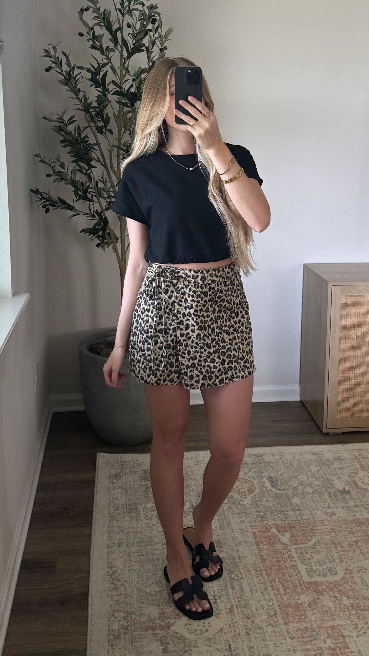 Leopard Denim Skort
